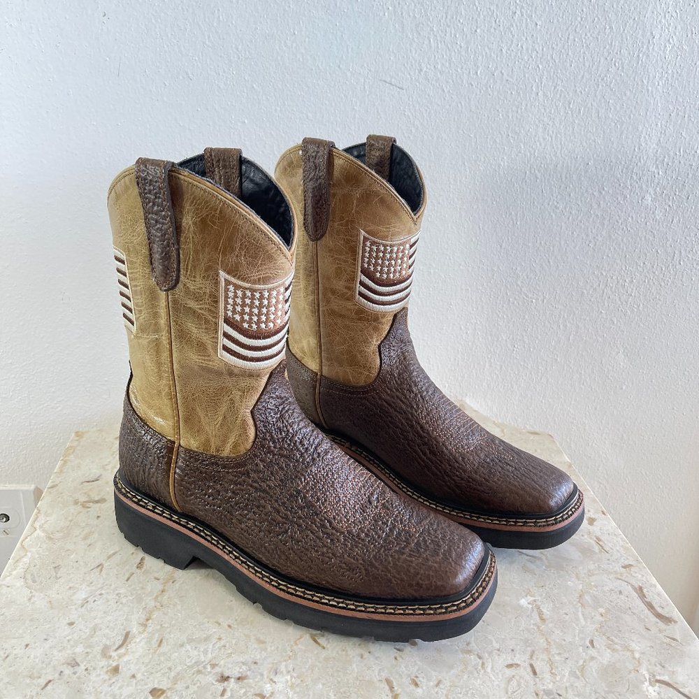 J.B.DILLON Reserve Cowboy Men's Boots Brown/beige leather Western Boots size 8.5 - Picture 10 of 16